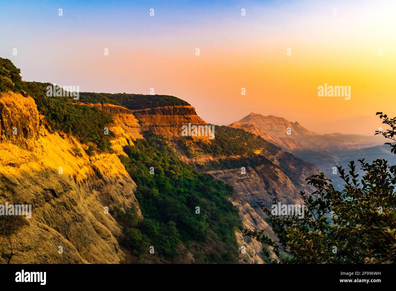 View at  Matheran a hill station near Mumbai, Maharashtra on Sahyadri range of western ghat. Its unique biophysical and ecological processes are hotte Stock Photo