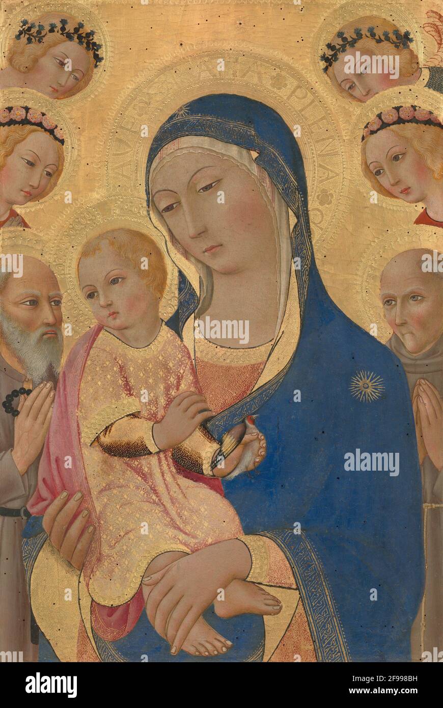 Madonna and Child with Saint Jerome, Saint Bernardino, and Angels, c. 1460/1470. Stock Photo