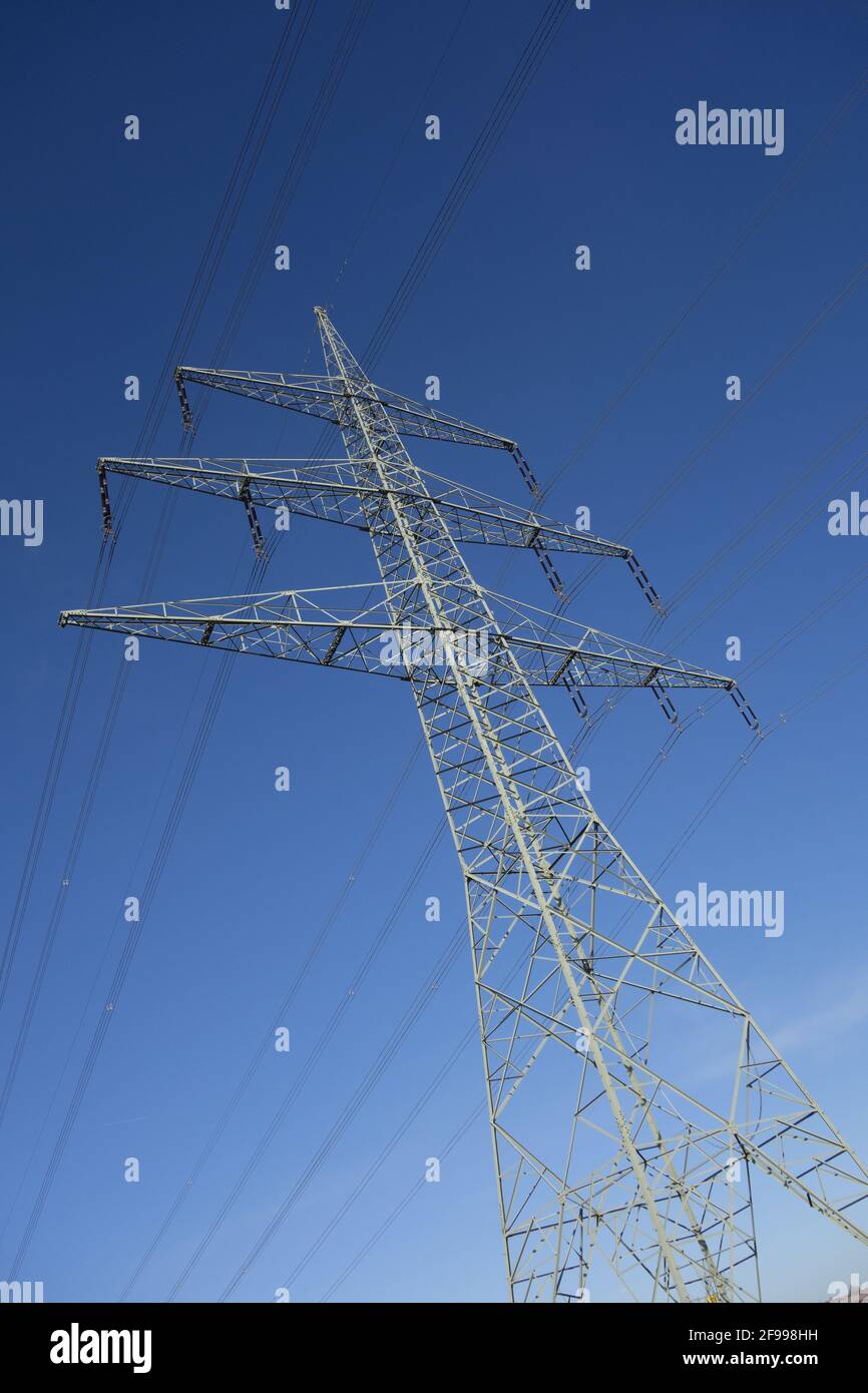Distribution of electric substation with power lines and transformers ...
