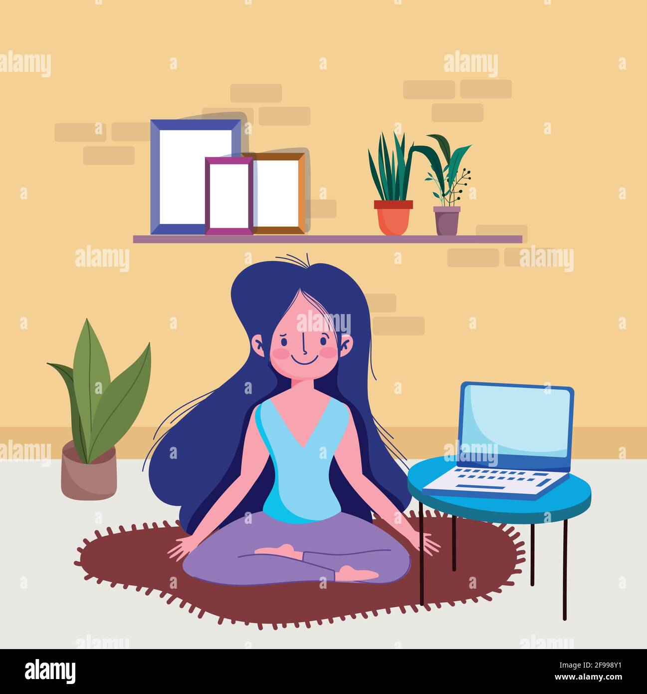 Fitness girl yoga mat Stock Vector Images - Alamy