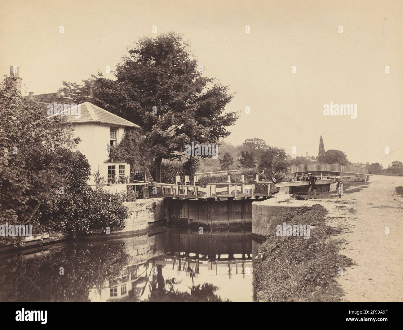Lock-Keeper's Cottage and Lock Gates, 1850s Stock Photo - Alamy