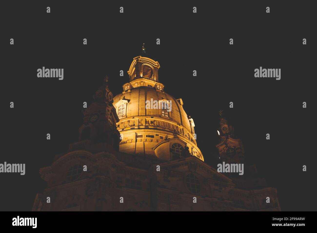 Dresden by night - The dome of the Frauenkirche Stock Photo