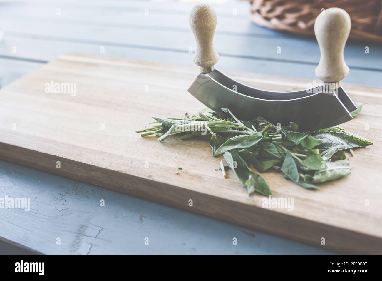 Fresh sage, Mediterranean herbs - a delight from the garden and versatile Stock Photo