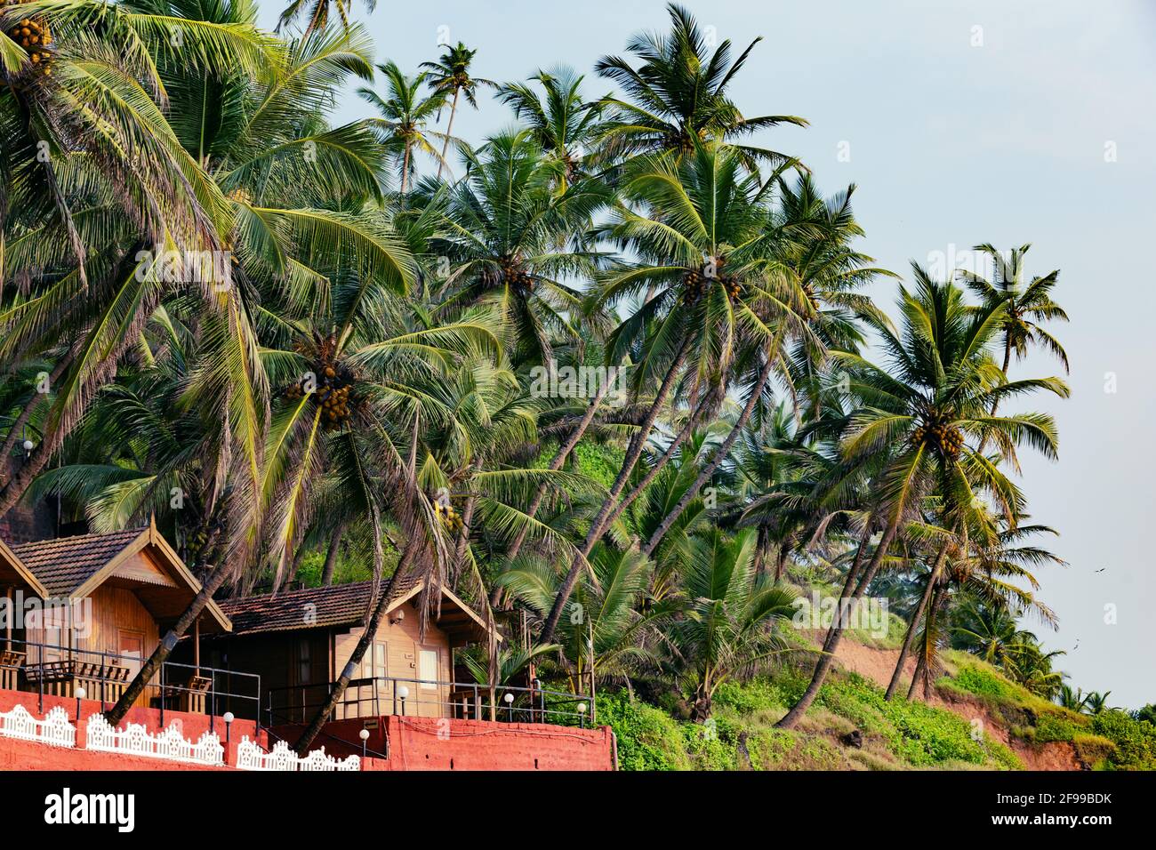 Beach huts and cottages made from bamboo,clay tiles and coconut leaves