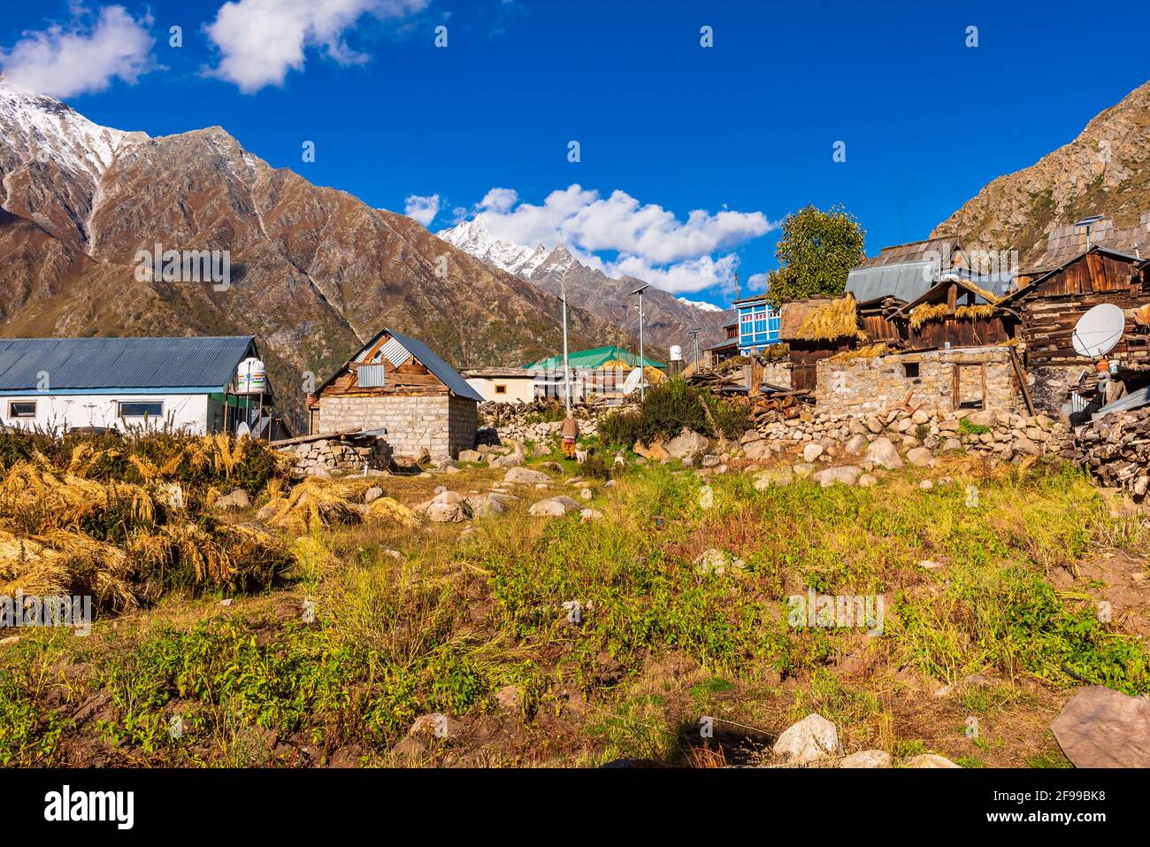 View of Chitkul village which is a popular tourist destination among ...