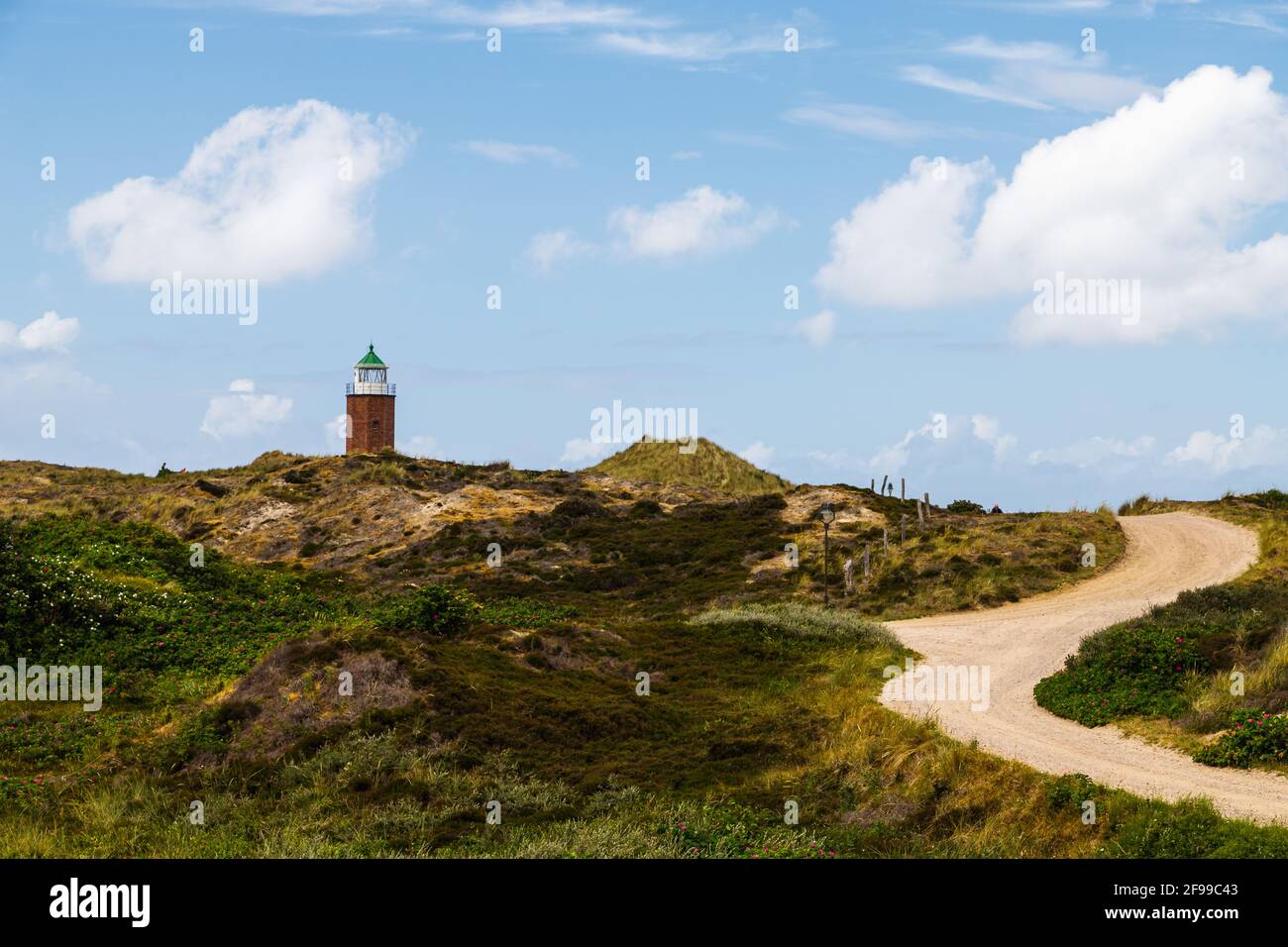 Cross brand fire Rotes Kliff, a lighthouse near Kampen on the island of Sylt, Germany, Europe Stock Photo