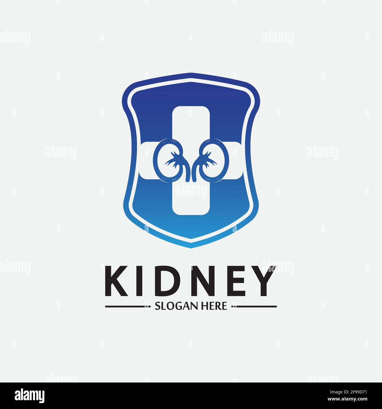 Kidney Shield Logo Template Design Vector, Emblem, Design Concept, Creative Symbol, Icon. Stock Vector