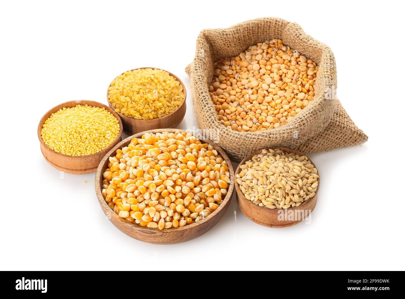 Different cereals and legumes on white background Stock Photo Alamy