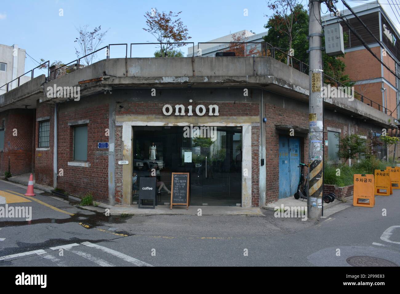 Entrance to the trendy Onion cafe in Seongsu (Seongsudon), a hip area of the South Korean
