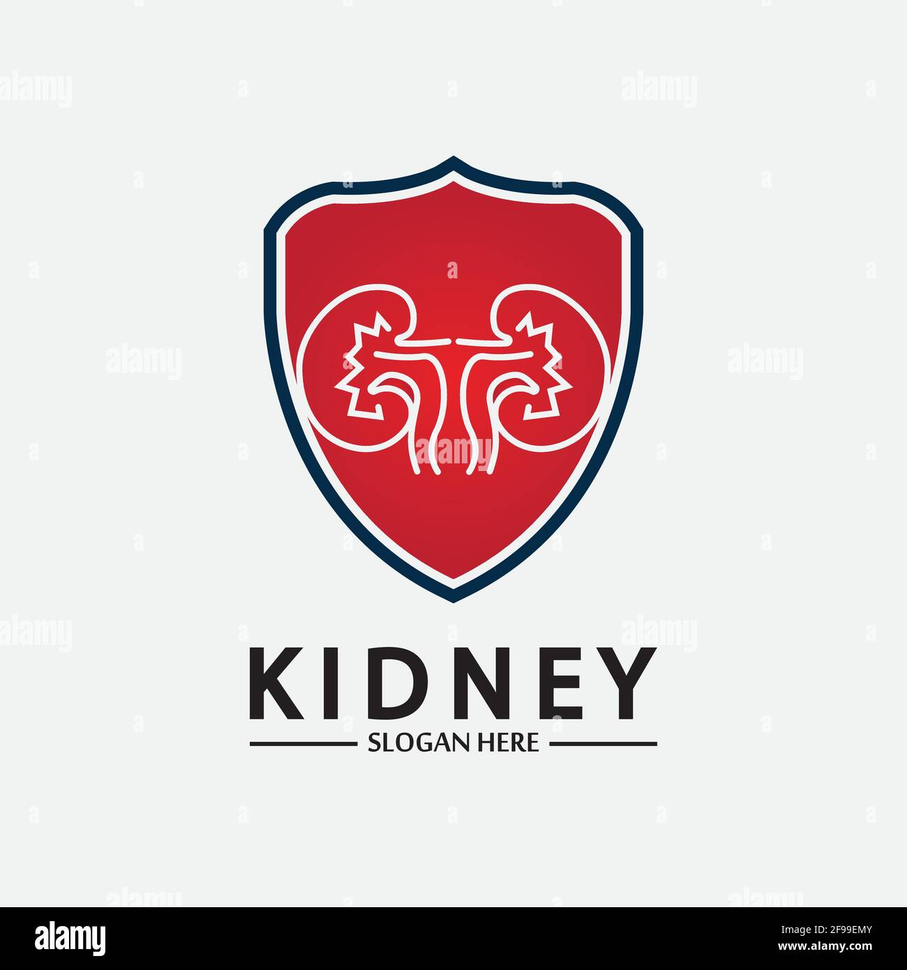 Kidney Shield Logo Template Design Vector, Emblem, Design Concept, Creative Symbol, Icon. Stock Vector