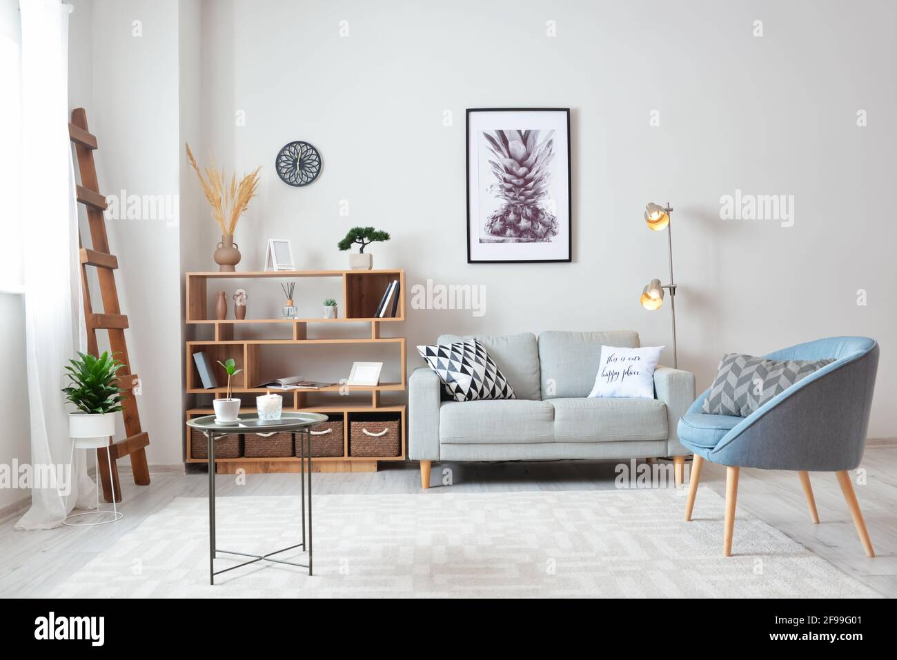 Stylish interior of modern living room Stock Photo - Alamy