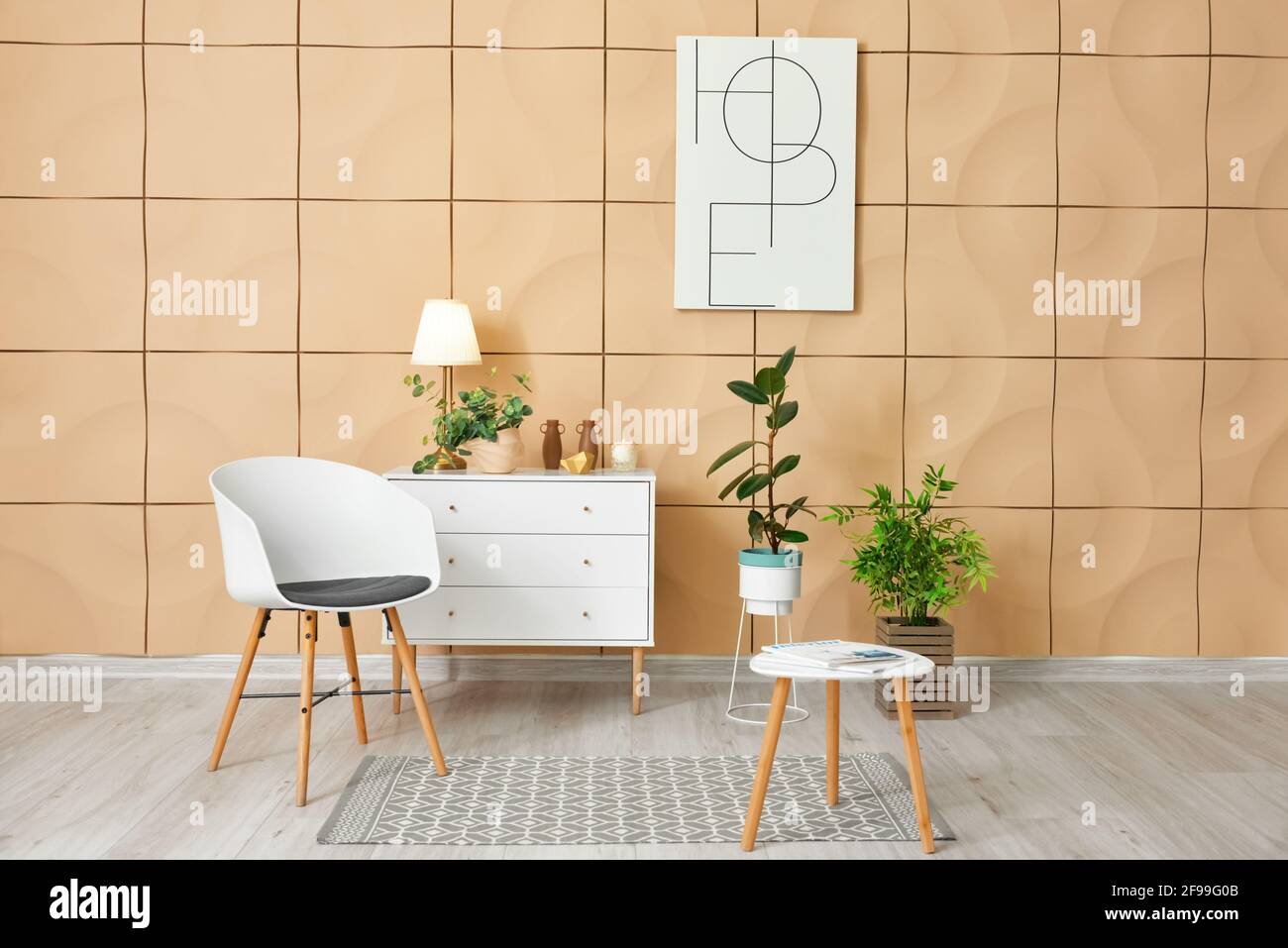 Stylish interior of modern living room Stock Photo - Alamy