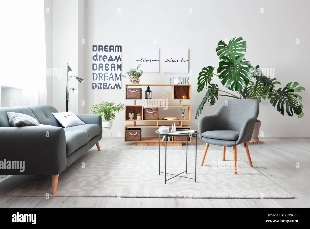 Stylish interior of modern living room Stock Photo - Alamy