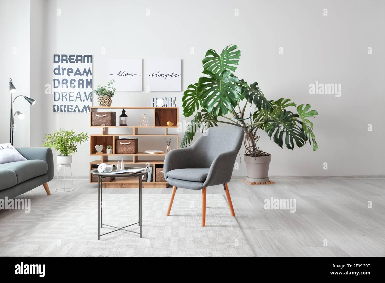 Stylish interior of modern living room Stock Photo - Alamy
