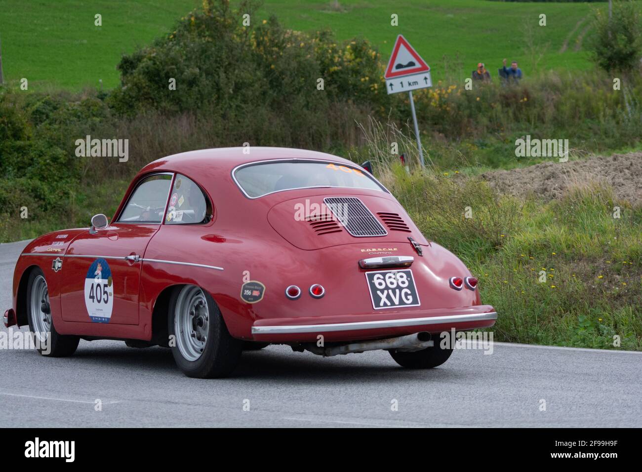 CAGLI , ITALY - OTT 24 - 2020 : PORSCHE 356 A CARRERA 1500 GS 1956 on an  old racing car in rally Mille Miglia 2020 the famous italian historical  race Stock Photo - Alamy