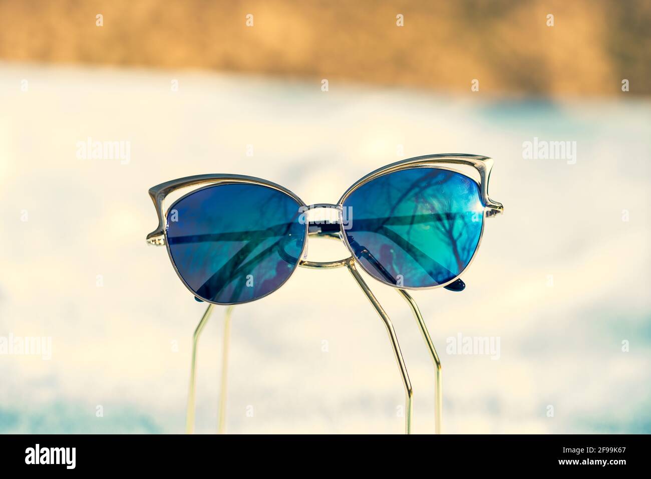 Gold Frame Blue Lens Cat Eye Sunglasses Amazon.com: zeroUV Women main image 4