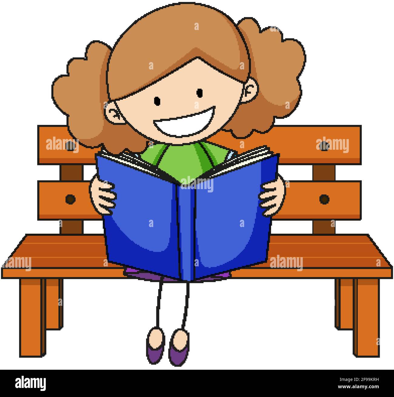 cute cartoon girl reading book