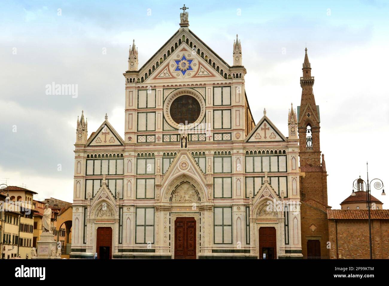 Italy, Florence, The Santa Croce church is a basilica built in the 13th century, it is the largest franciscan church in the world. Stock Photo