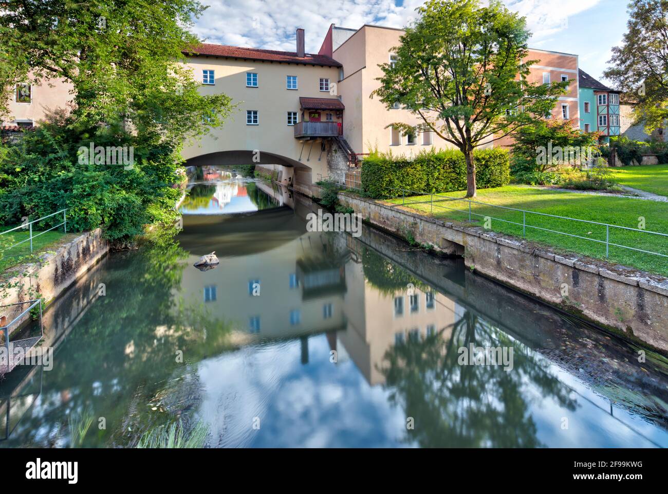 River Vils, Englischer Garten, green area, house facade, Amberg, Upper