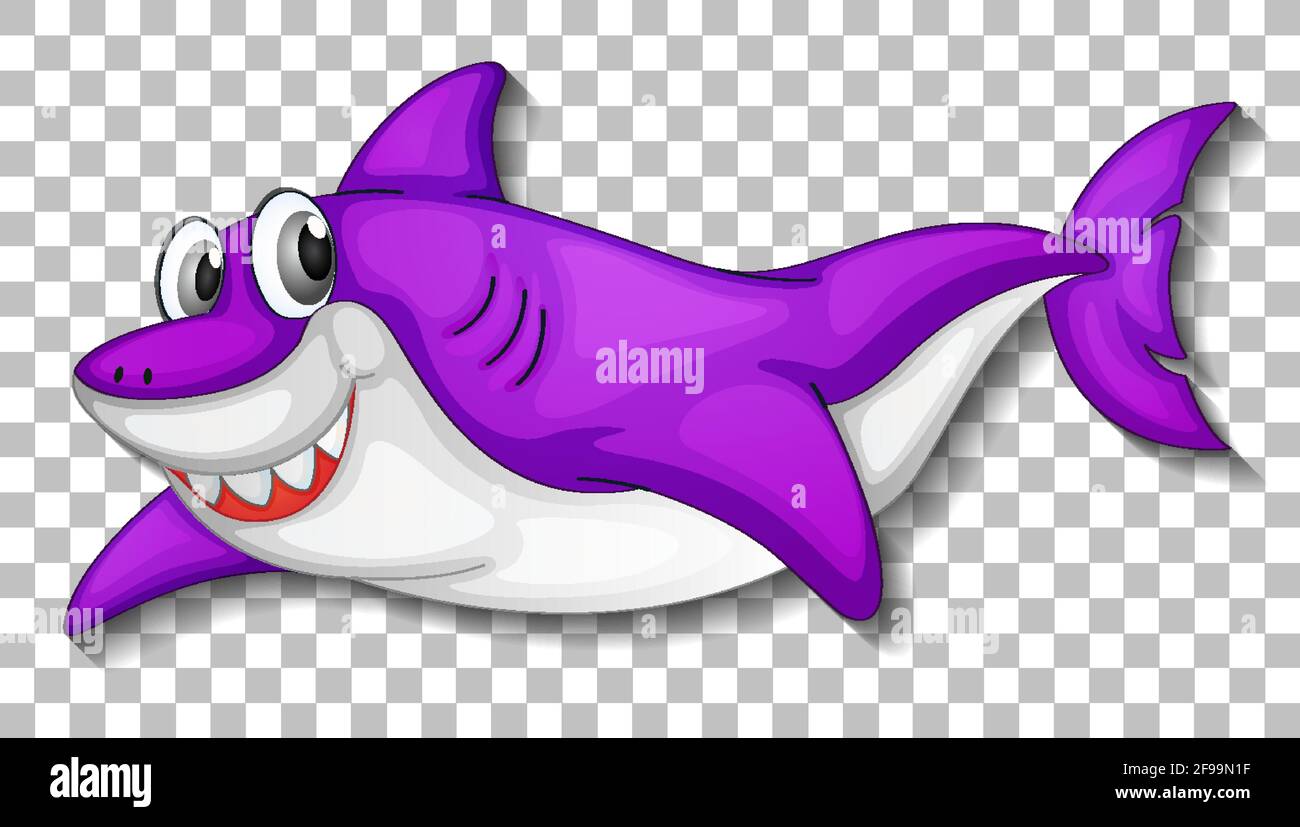 Smiling Cute Shark Cartoon Character Isolated On Transparent Background Illustration Stock Vector Image Art Alamy