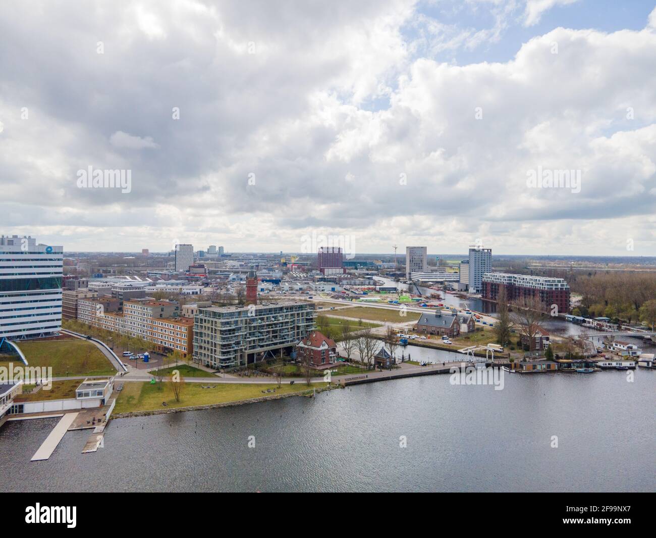 Houses and buildings in Amste'sl riverside, Amsterdam,Netherlands Stock ...
