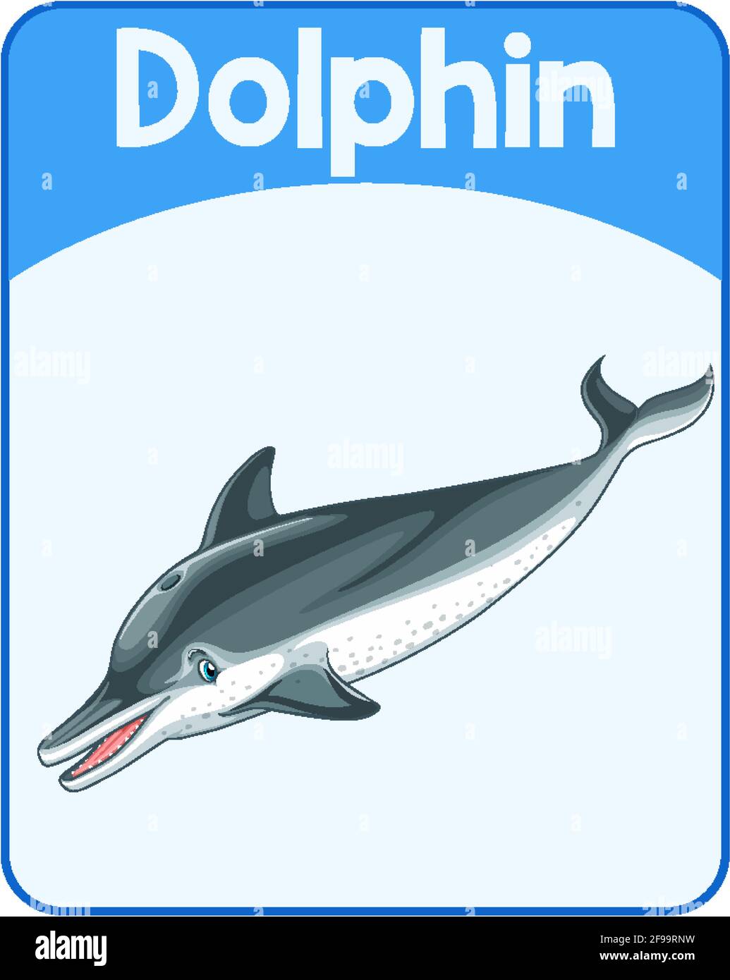Educational English word card of Dolphin illustration Stock Vector
