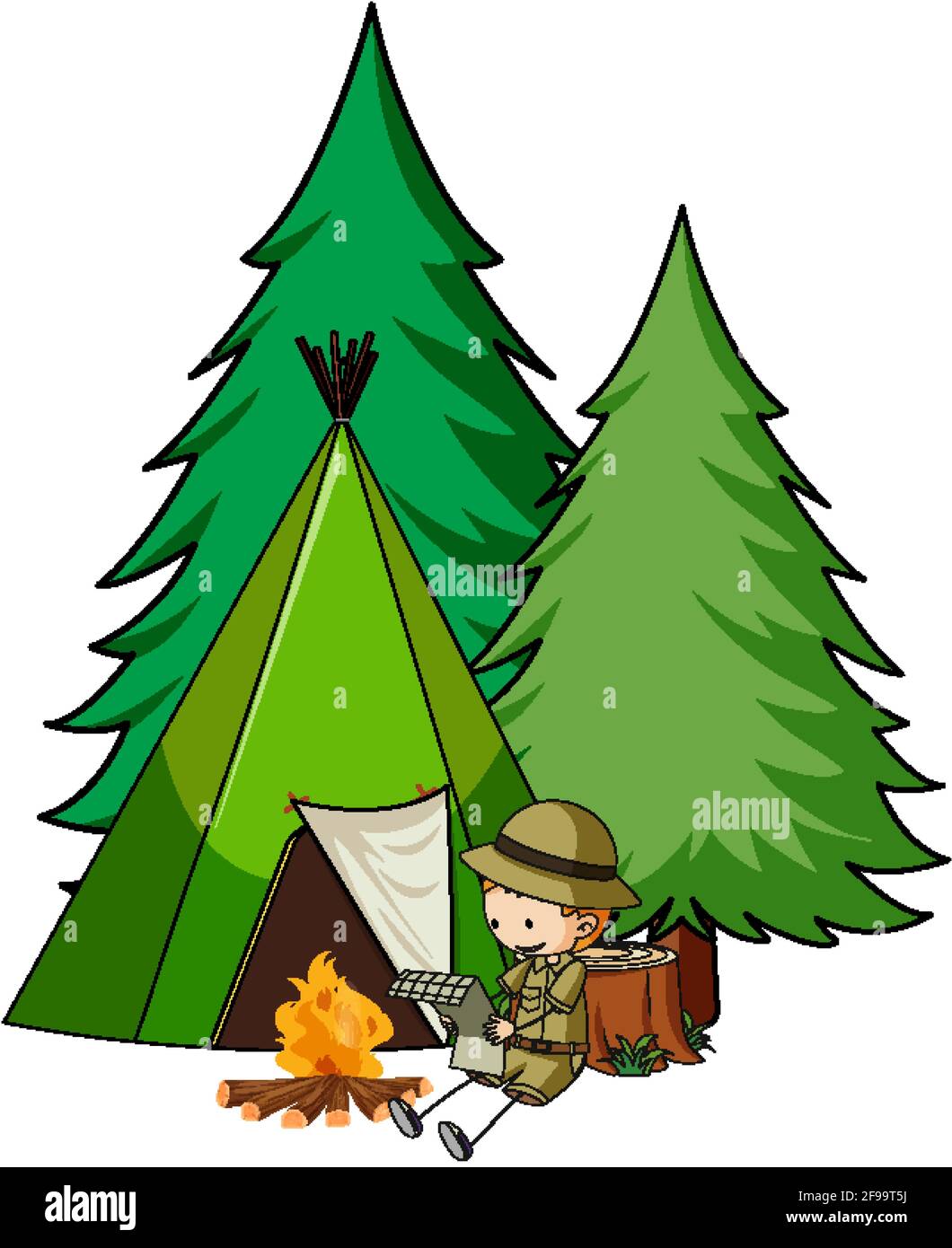 Camping tent with doodle kids cartoon character isolated illustration Stock  Vector Image \u0026 Art - Alamy, image size:1060x1390
