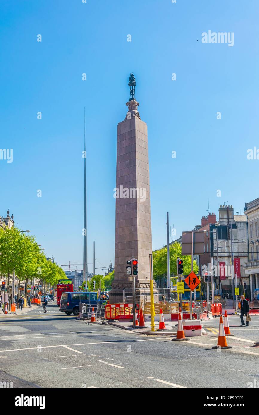 DUBLIN, IRELAND, MAY 9, 2017 Parnell monument in the center of Dublin
