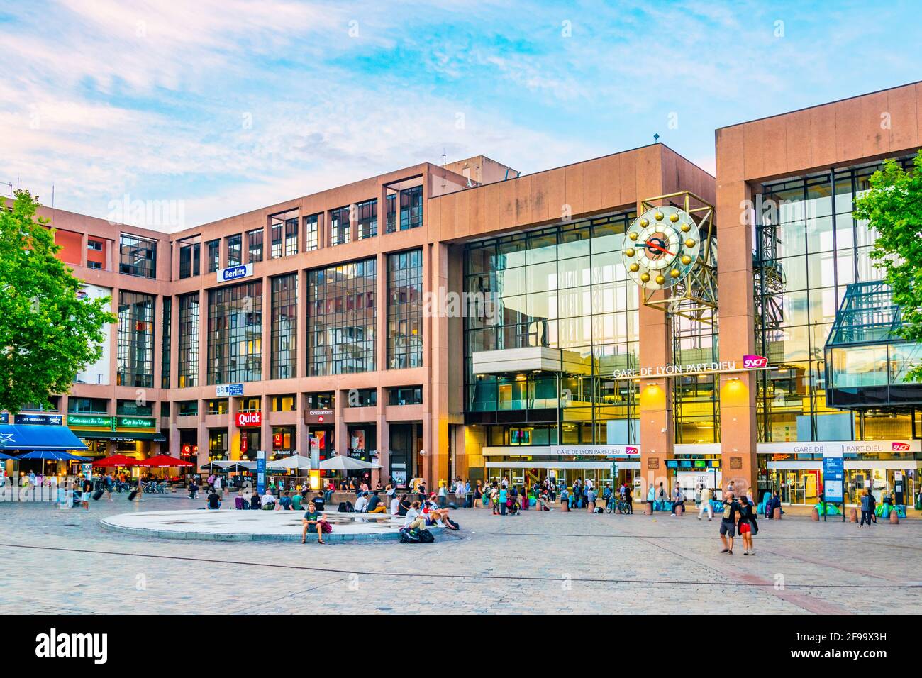 LYON, FRANCE, JULY 21, 2017 Sunset view of the Part Dieu train station in Lyon, France Stock