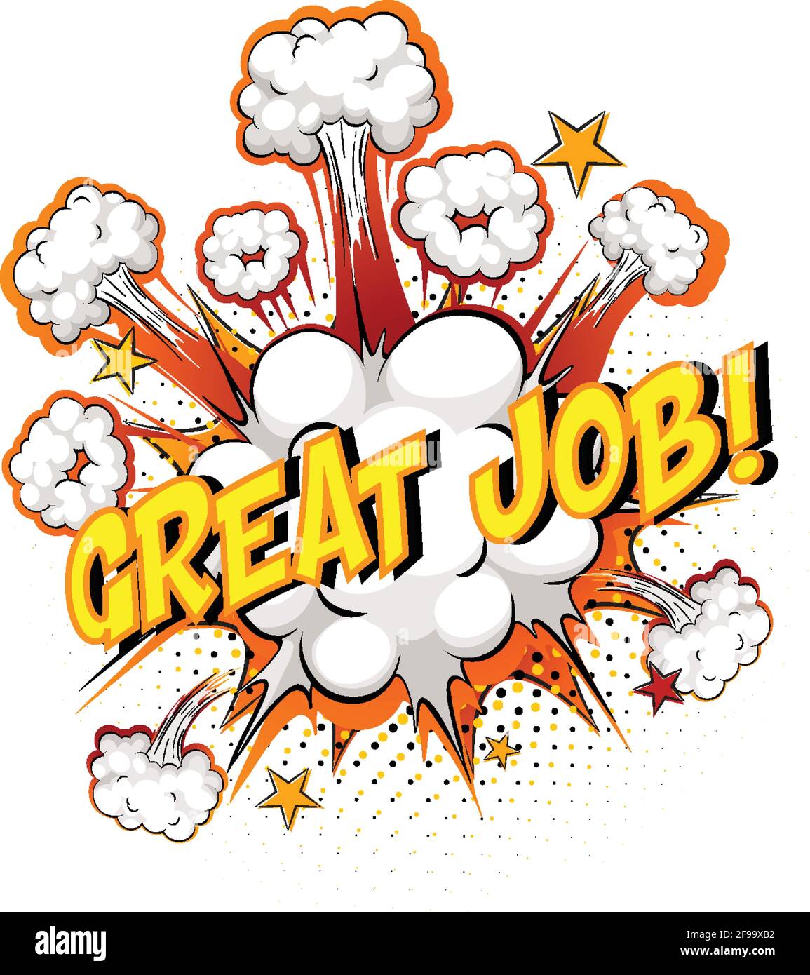 Word Great Job on comic cloud explosion background illustration Stock ...