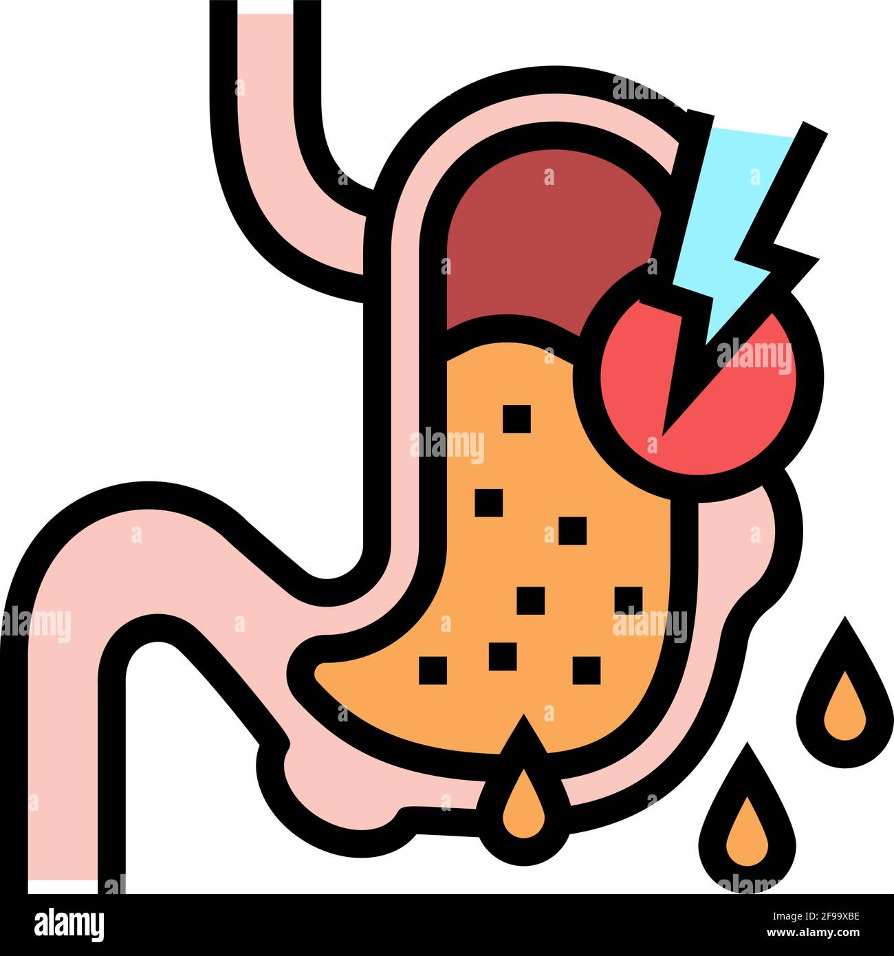 leaks in gastrointestinal system color icon vector illustration Stock Vector