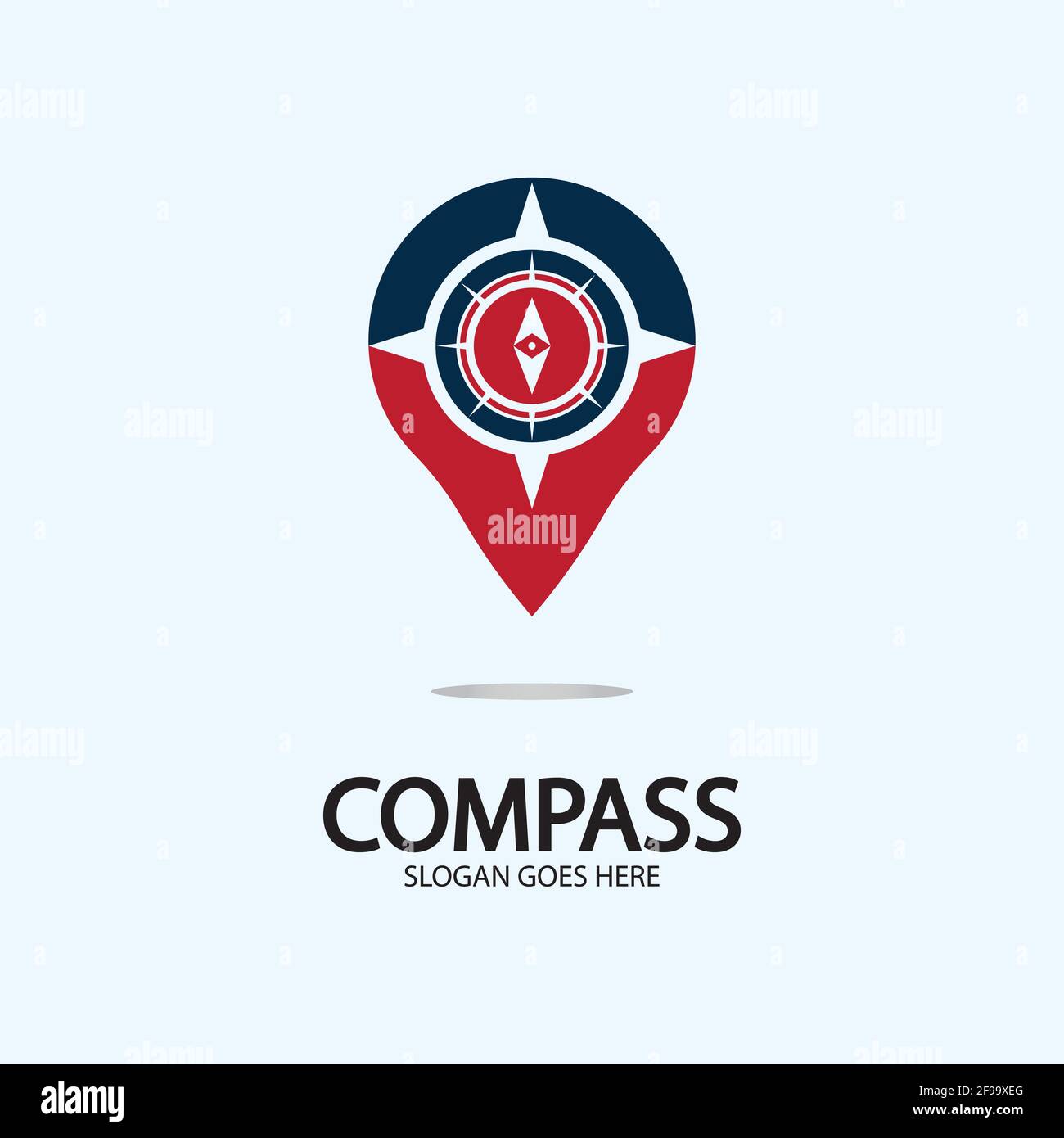 Geolocation point with compass logo illustration design concept vector Stock Vector