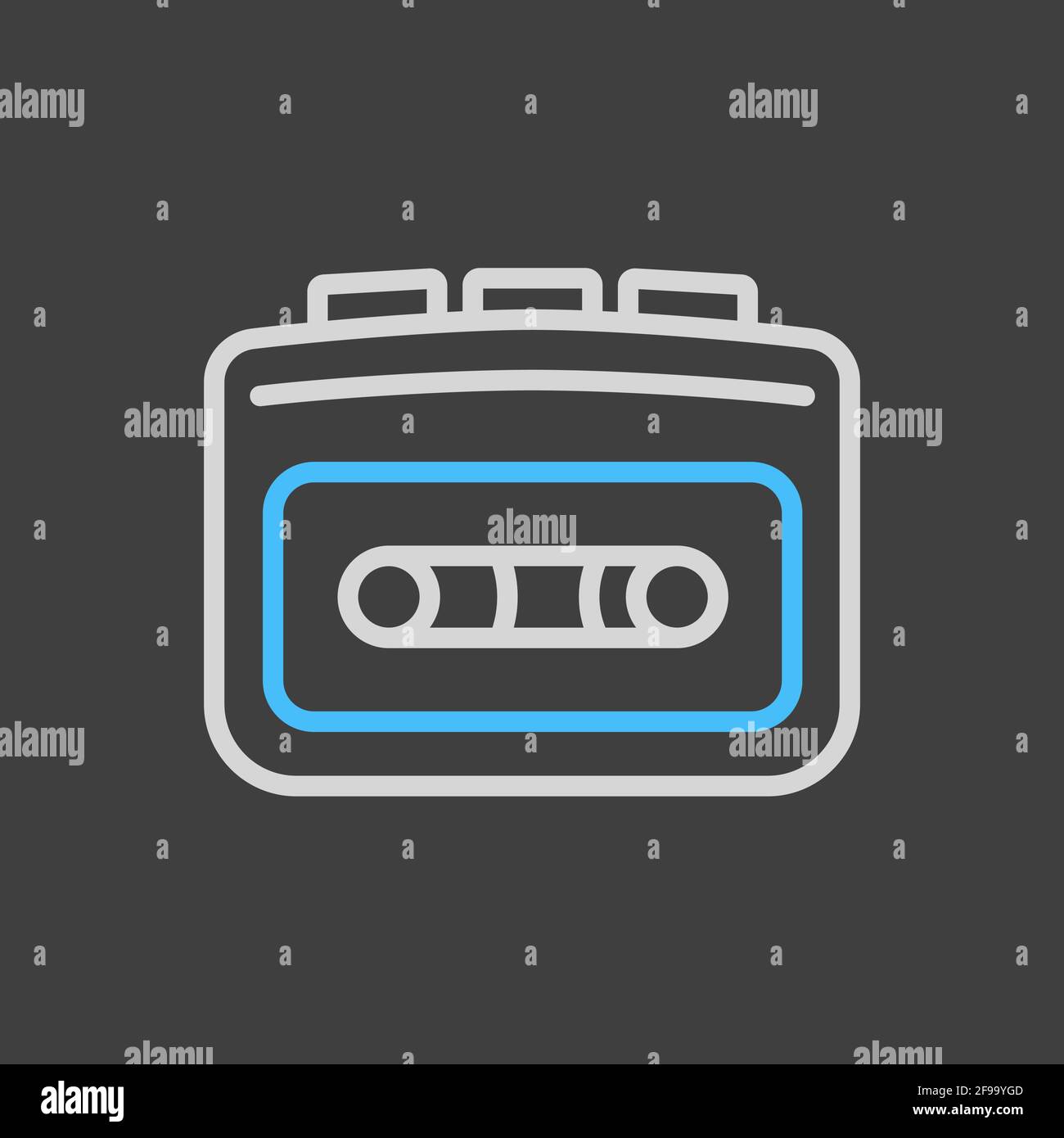 Cassette player vector flat icon on dark background. Music sign. Graph ...