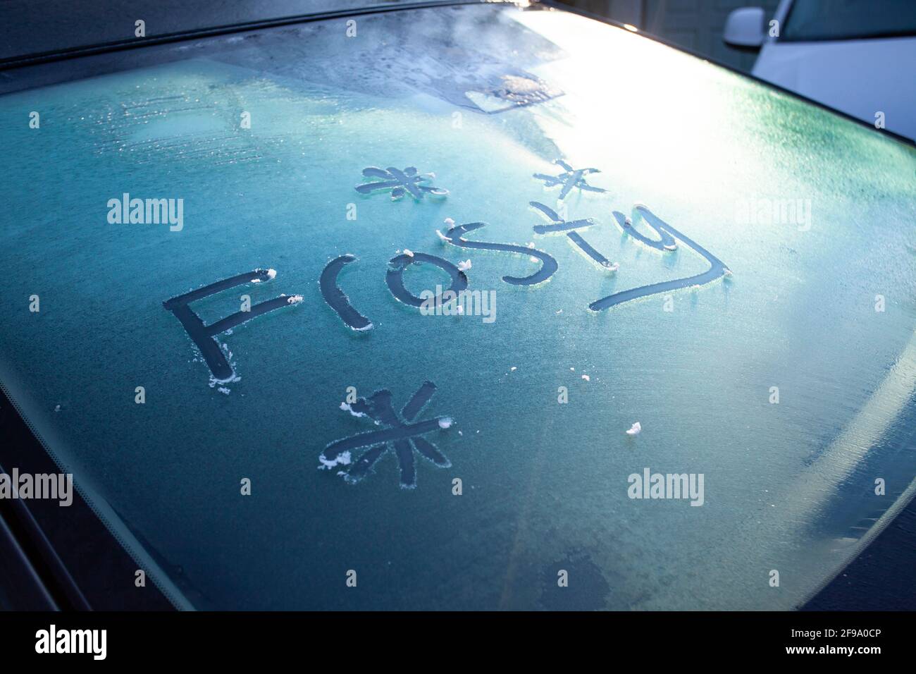 Flintshire, North Wales, UK 17th April 2021, UK Weather:  Freezing overnight temperatures have left many waking to well below zero temperatures this morning, with temperatures falling below zero and expected to do so over the coming nights © DGDImages/Alamy Live News Stock Photo