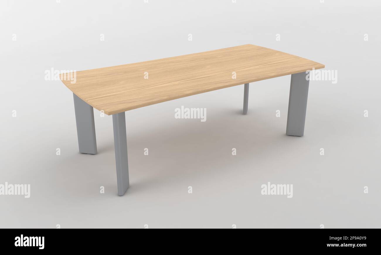 3D rendering of a simple black rectangular office table isolated on a