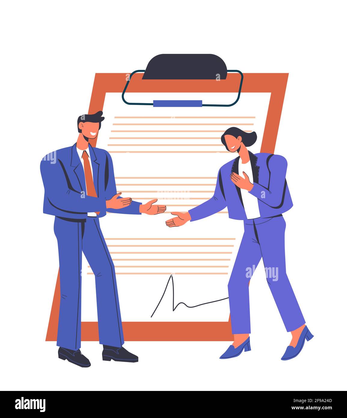 Business Negotiation And Contract Signing Concept, Flat Vector ...