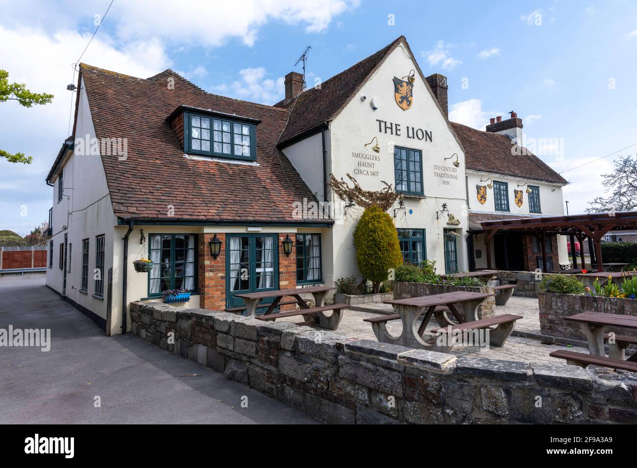 The Lion Inn - public house - Pagham, Bognor Regis, West Sussex, England, UK a Hall & Woodhouse pub. Stock Photo