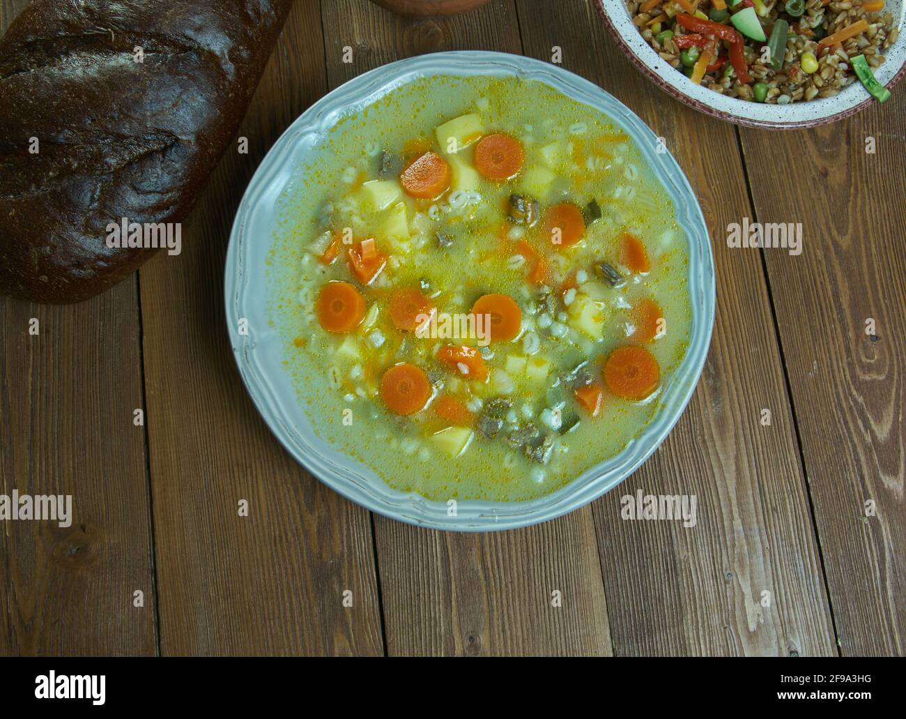 Graupensuppe Eintopf - German Barley Soup With Bacon Stock Photo - Alamy