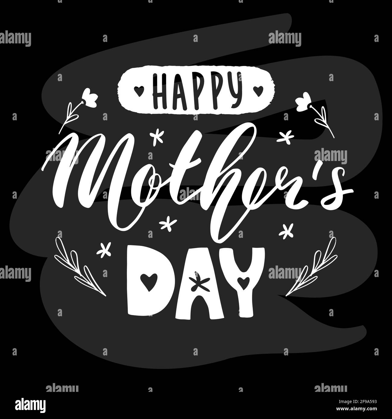 Happy mother's day white lettering calligraphy on black chalk board
