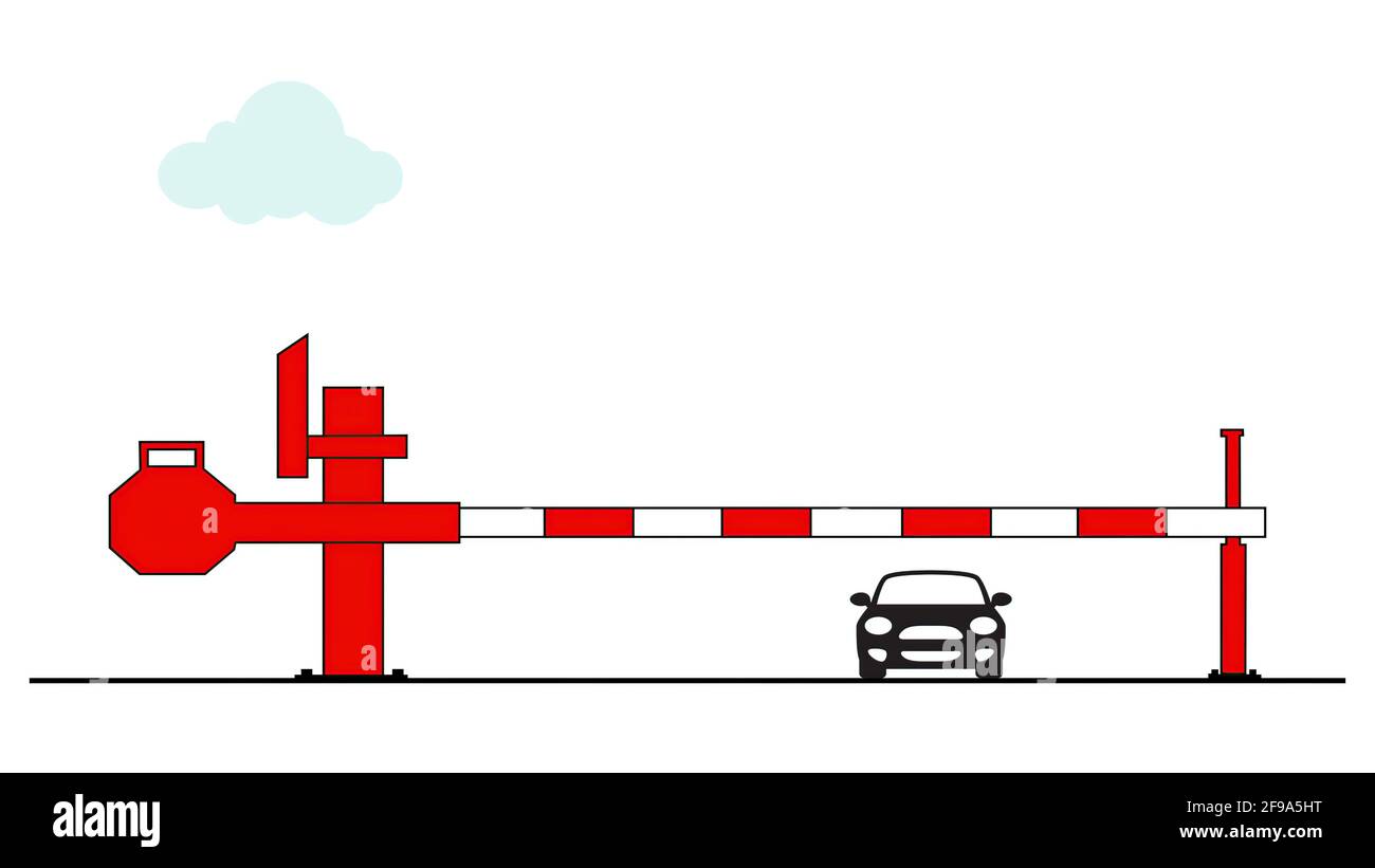 2d illustration of Manual Rising Arm Barriers on white background Stock ...