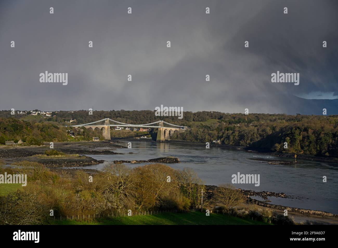 Menai Bridge Anglesey,Uk. telford, Stock Photo
