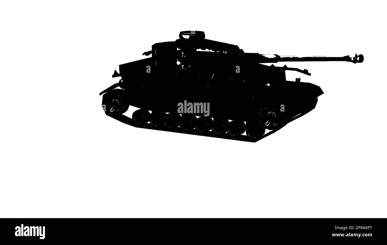 2D illustration - Military Tank Firing on White Background Stock Photo