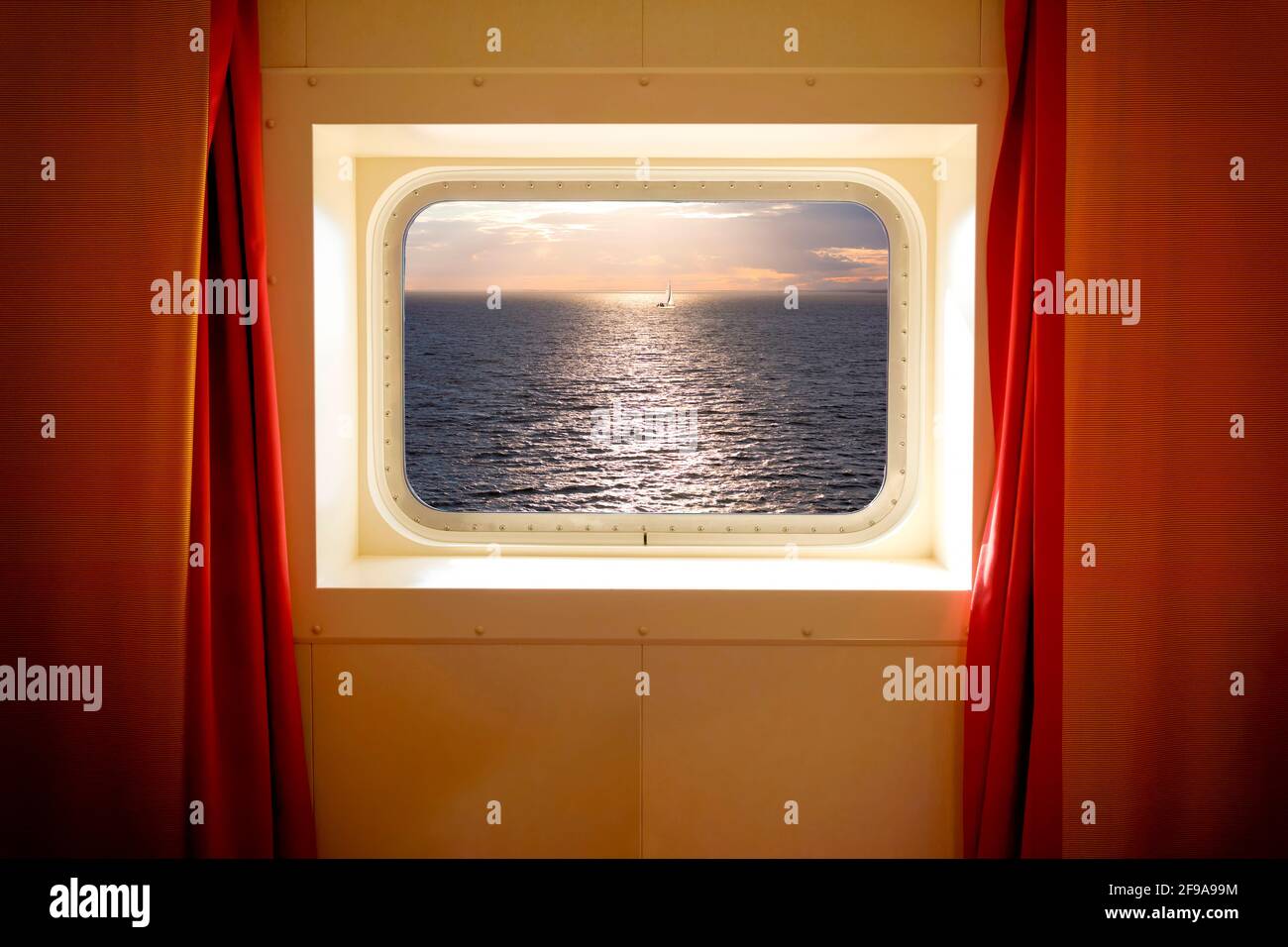 View of the sea from a ship's cabin Stock Photo - Alamy