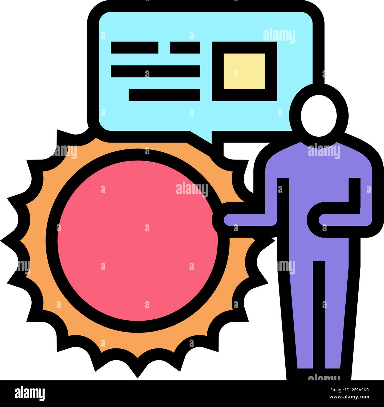 speaker talking about sun in planetarium color icon vector illustration ...