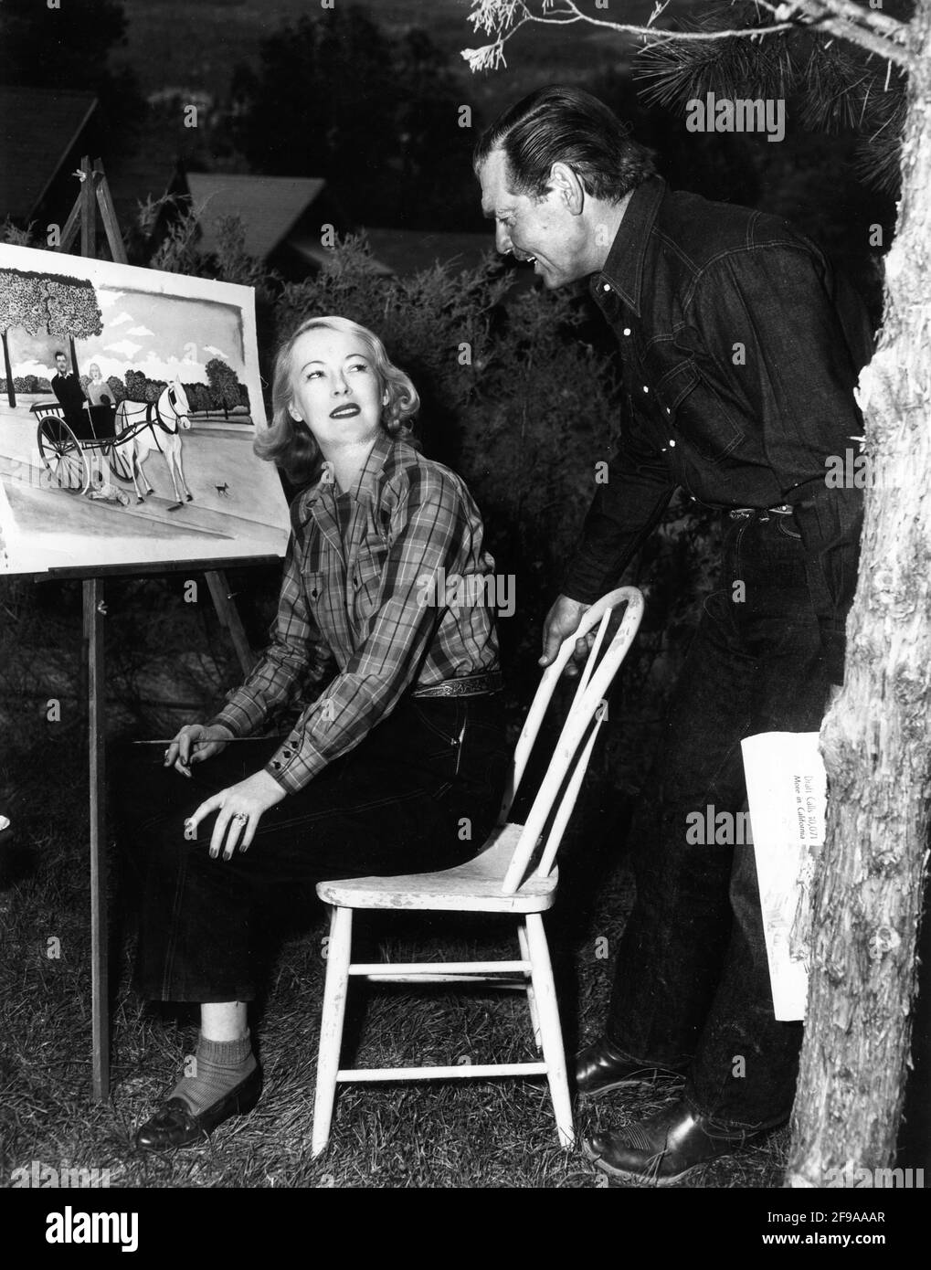 CLARK GABLE and his 4th Wife SYLVIA ASHLEY on location candid in Colorado during filming of ACROSS THE WIDE MISSOURI 1951 director WILLIAM A. WELLMAN screenplay Talbot Jennings book Bernard DeVoto Metro Goldwyn Mayer Stock Photo