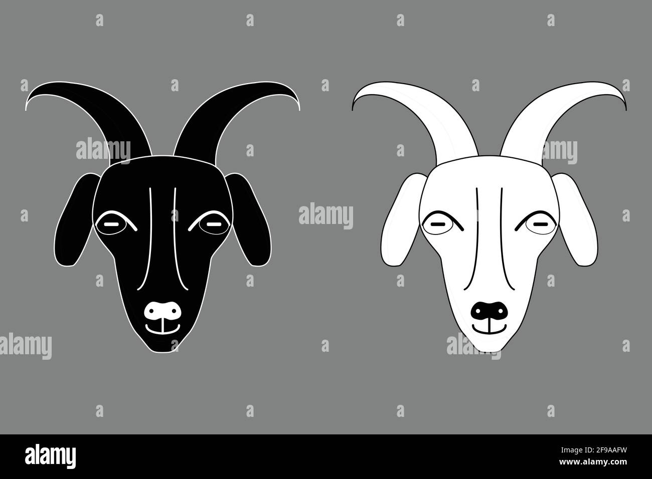 Goat head black white outline line vector Stock Vector Image & Art - Alamy