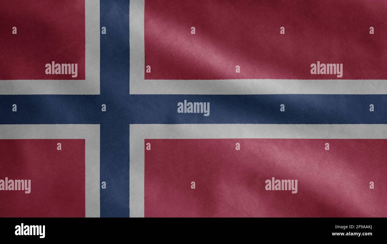 Norwegian flag waving in the wind. Close up of Norway banner blowing ...