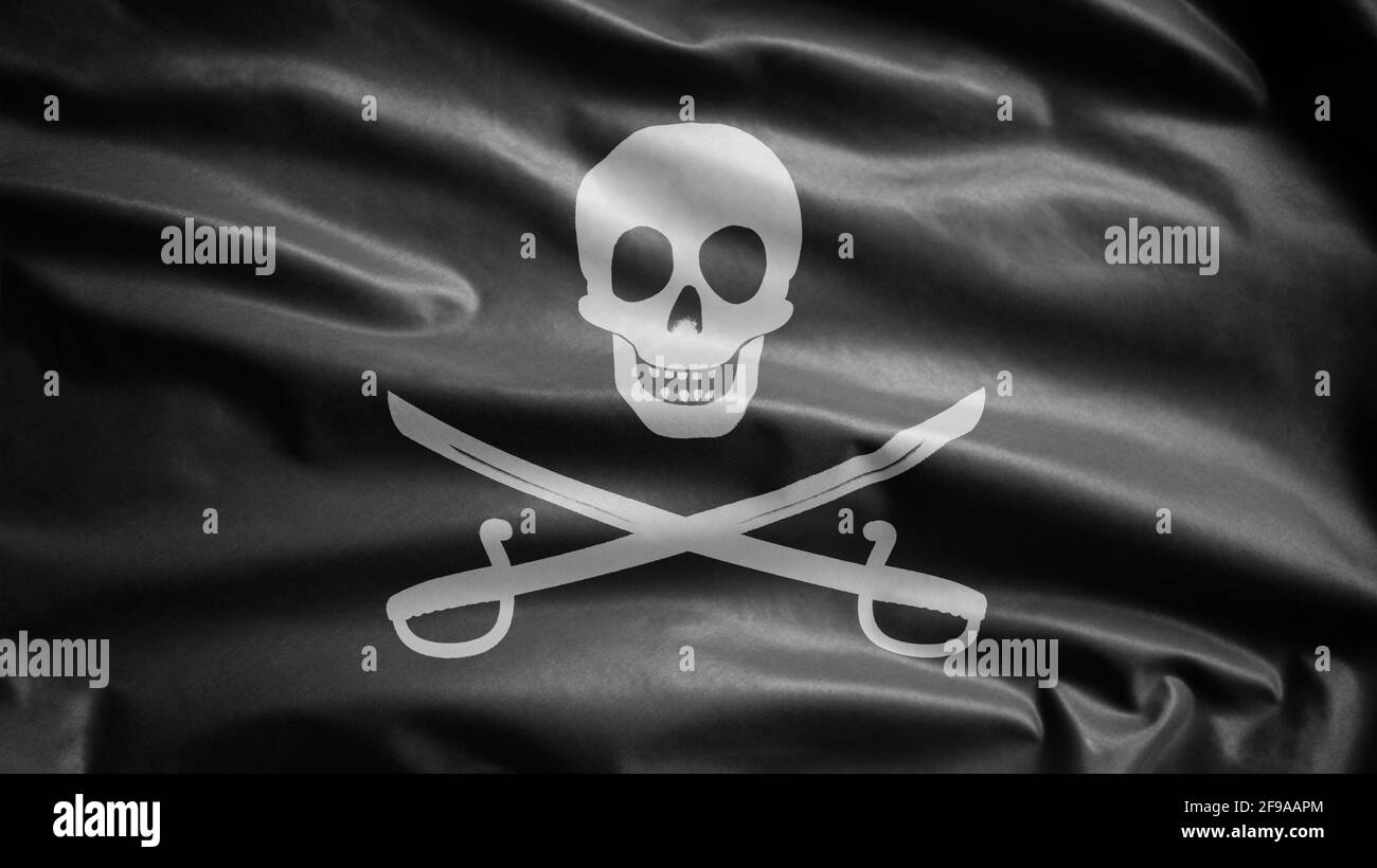 Pirate Skull 'Calico' Jack Rackham Small Hand Waving Flag 