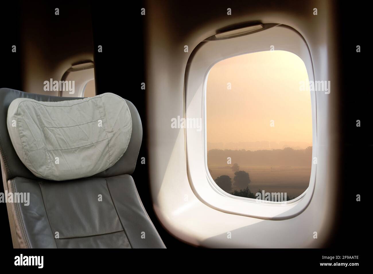 Window seat in the plane (M) Stock Photo