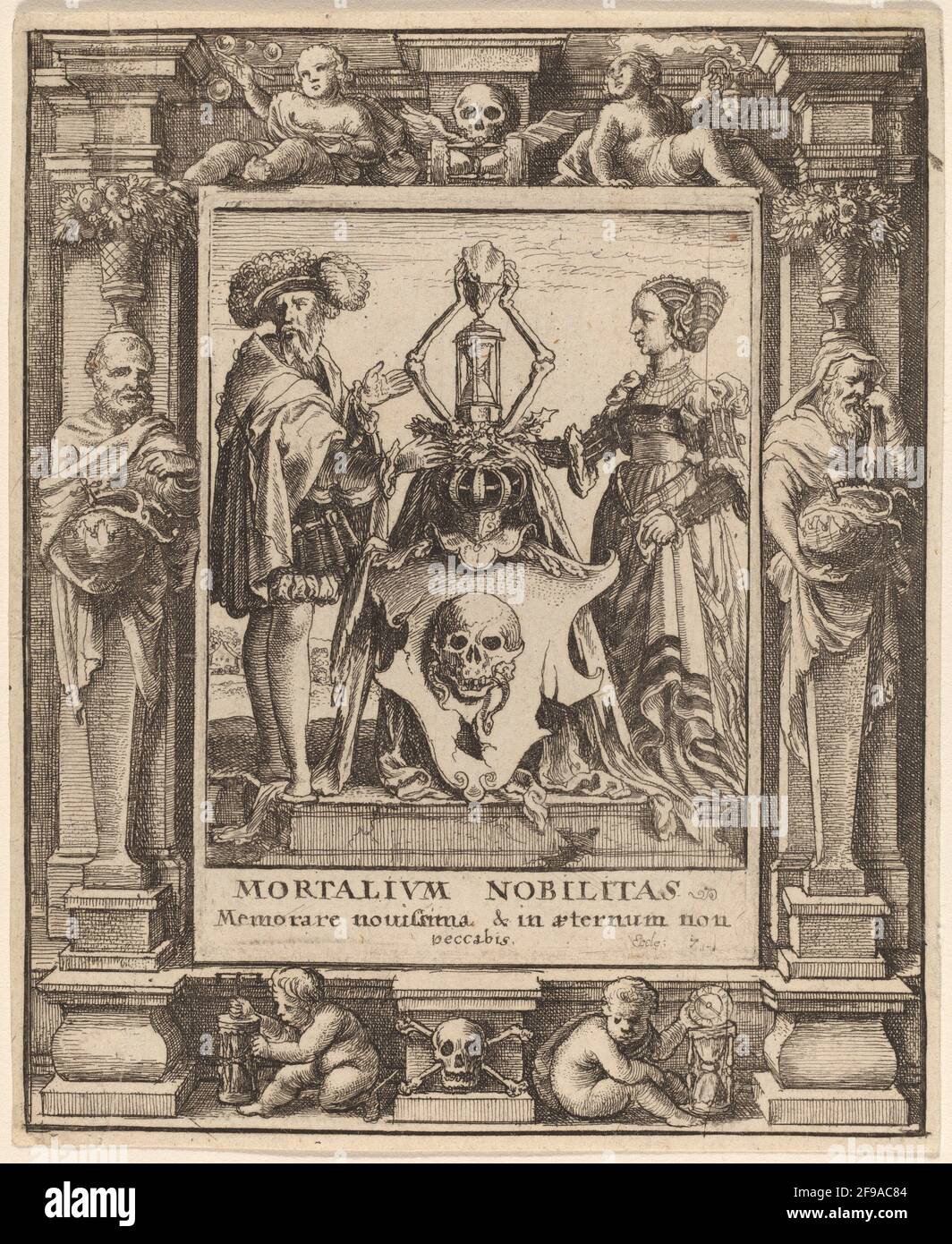 Death's Coat of Arms, 1651. Stock Photo